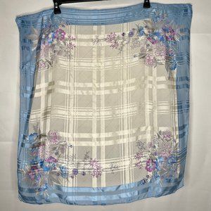 Vintage Reine Seide Woman’s Scarf Silk Floral Square Blue & Beige